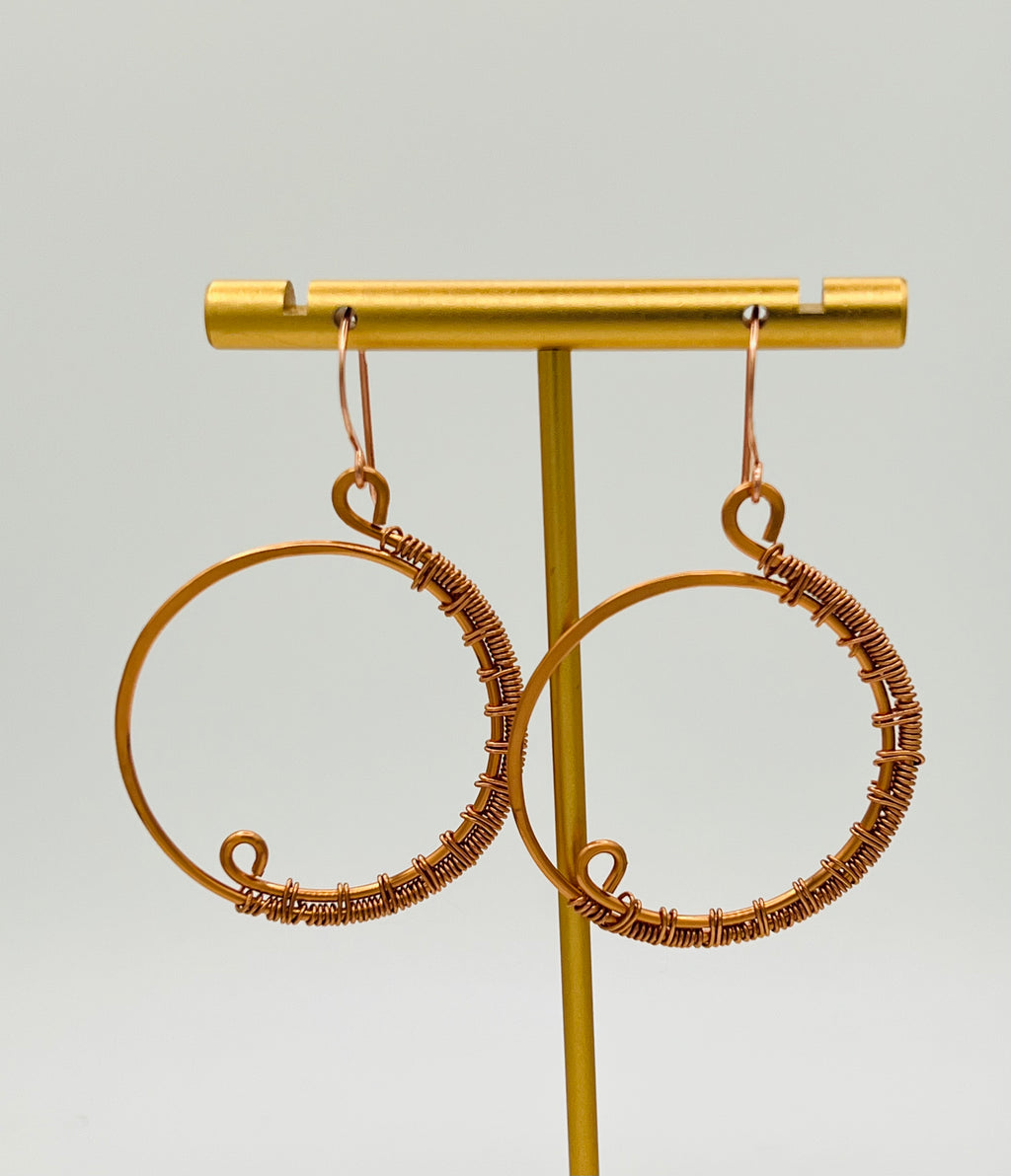 Handcrafted Copper Wire Wrapped Open Hoop Earrings