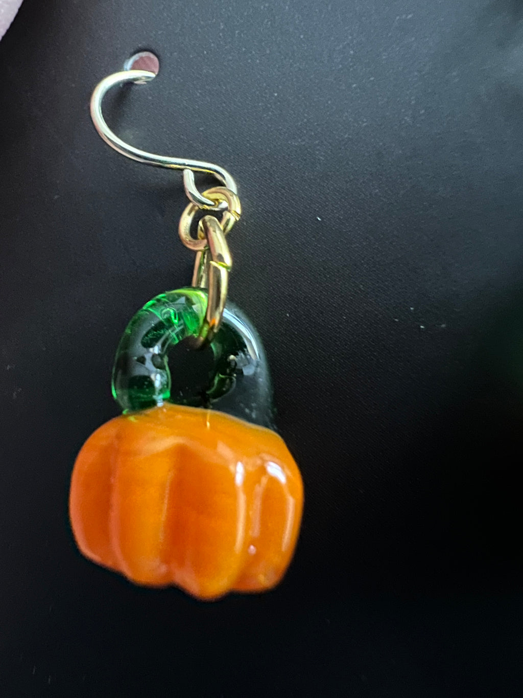 Handcrafted Glass Pumpkin Dangle Earrings