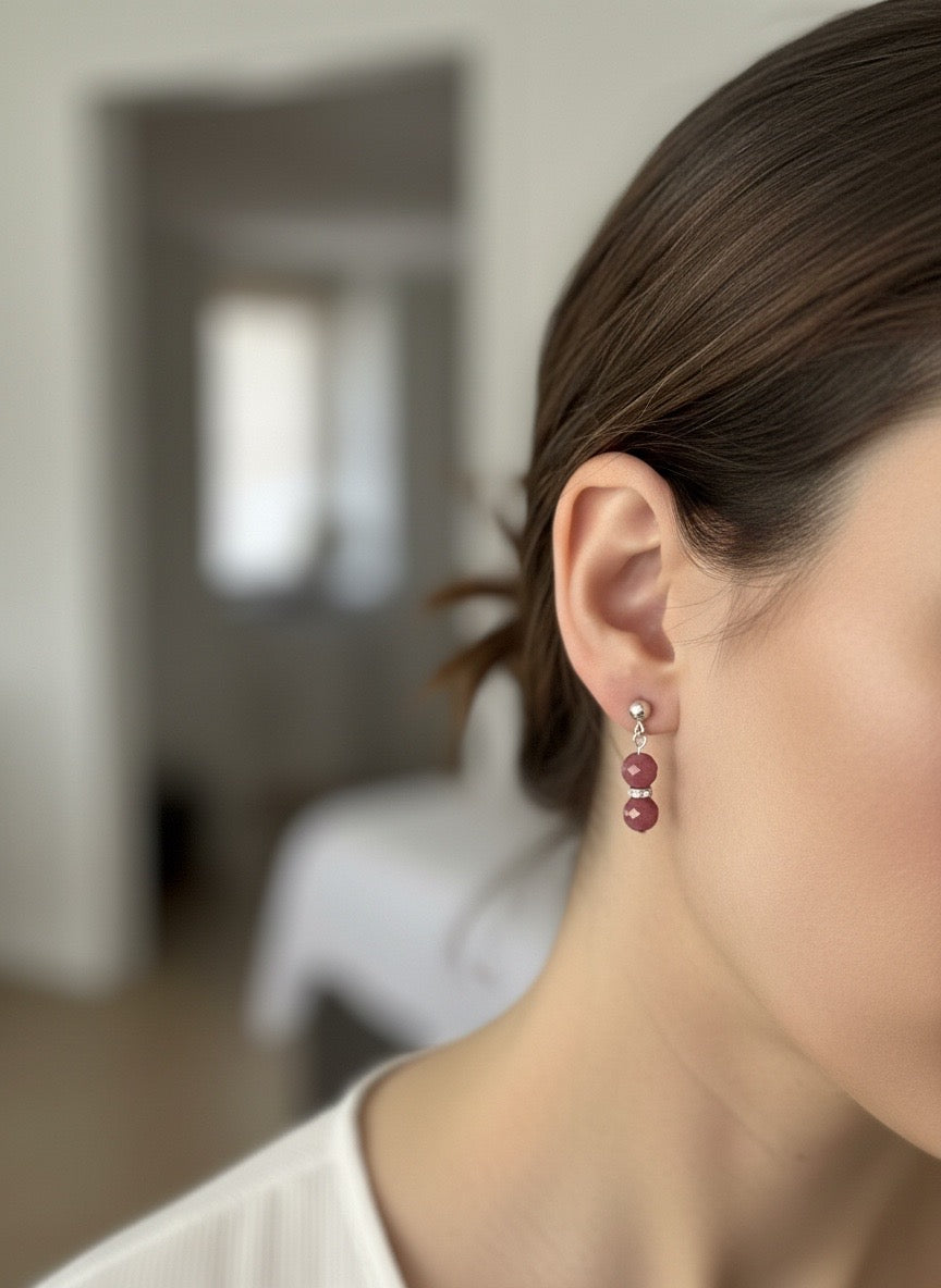 Rhodonite Gemstone Drop Earrings