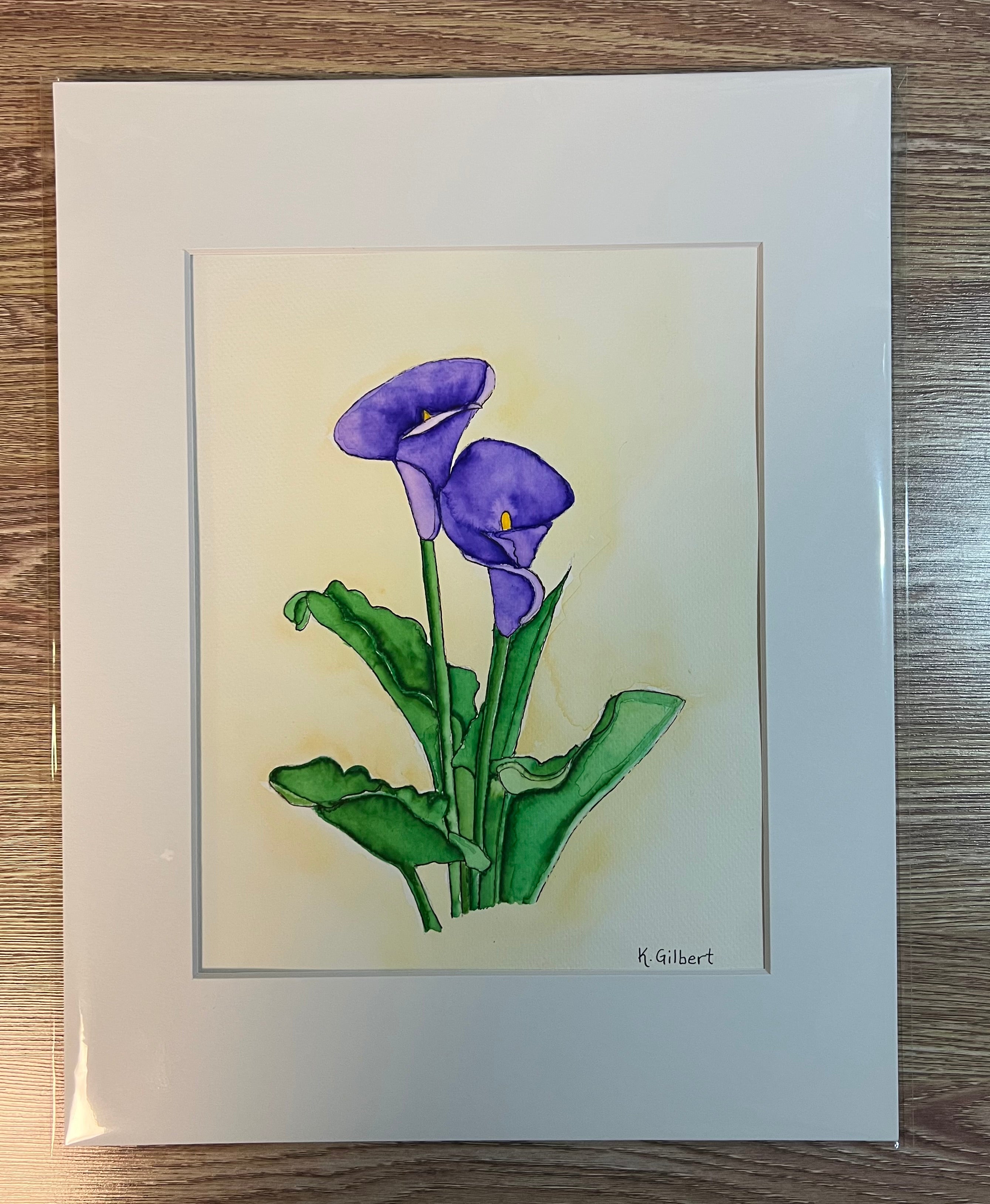 Original Watercolor Painting – Purple Calla Lilies (9x12)