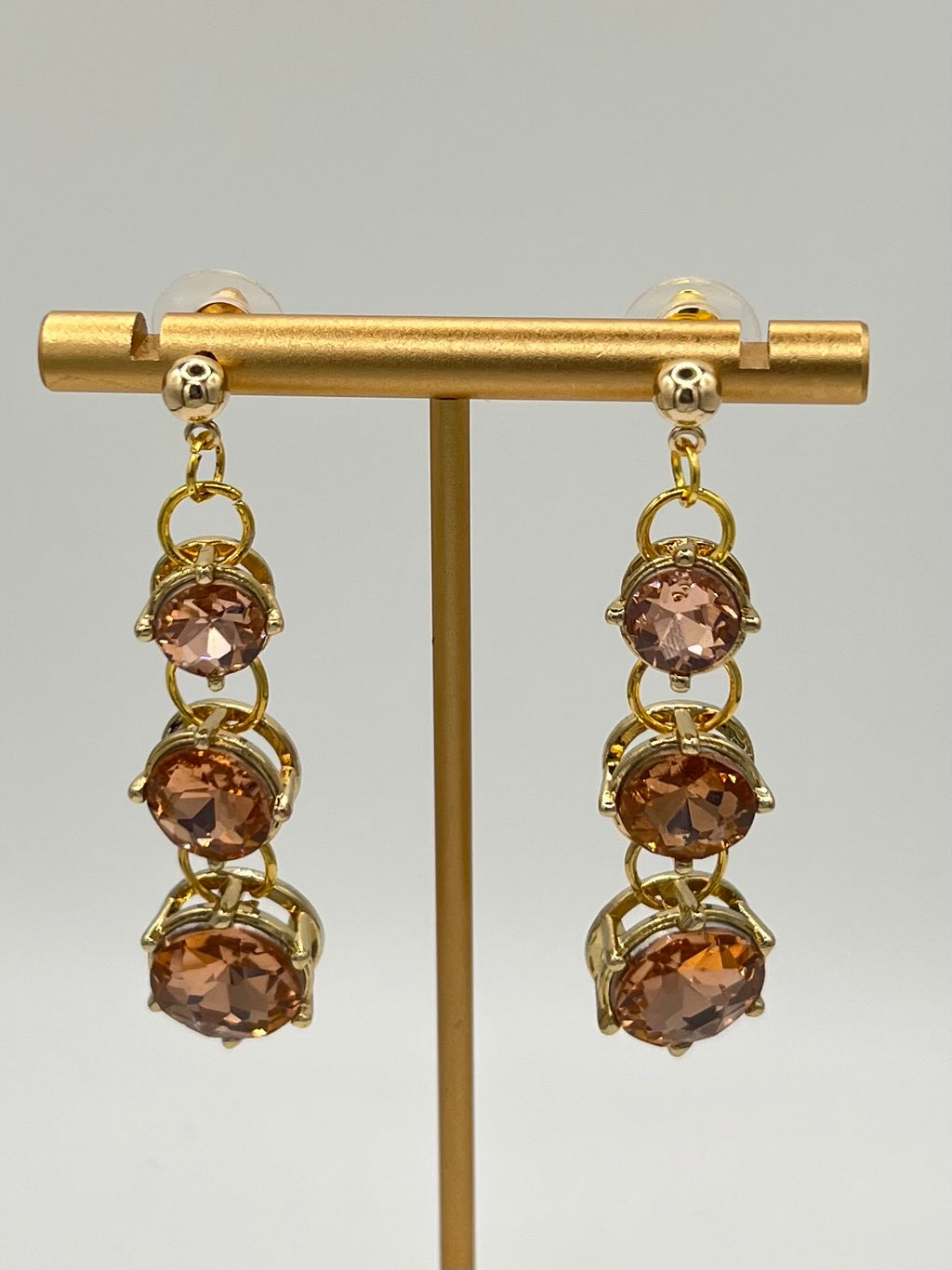 Pink Champagne Crystal Drop Earrings
