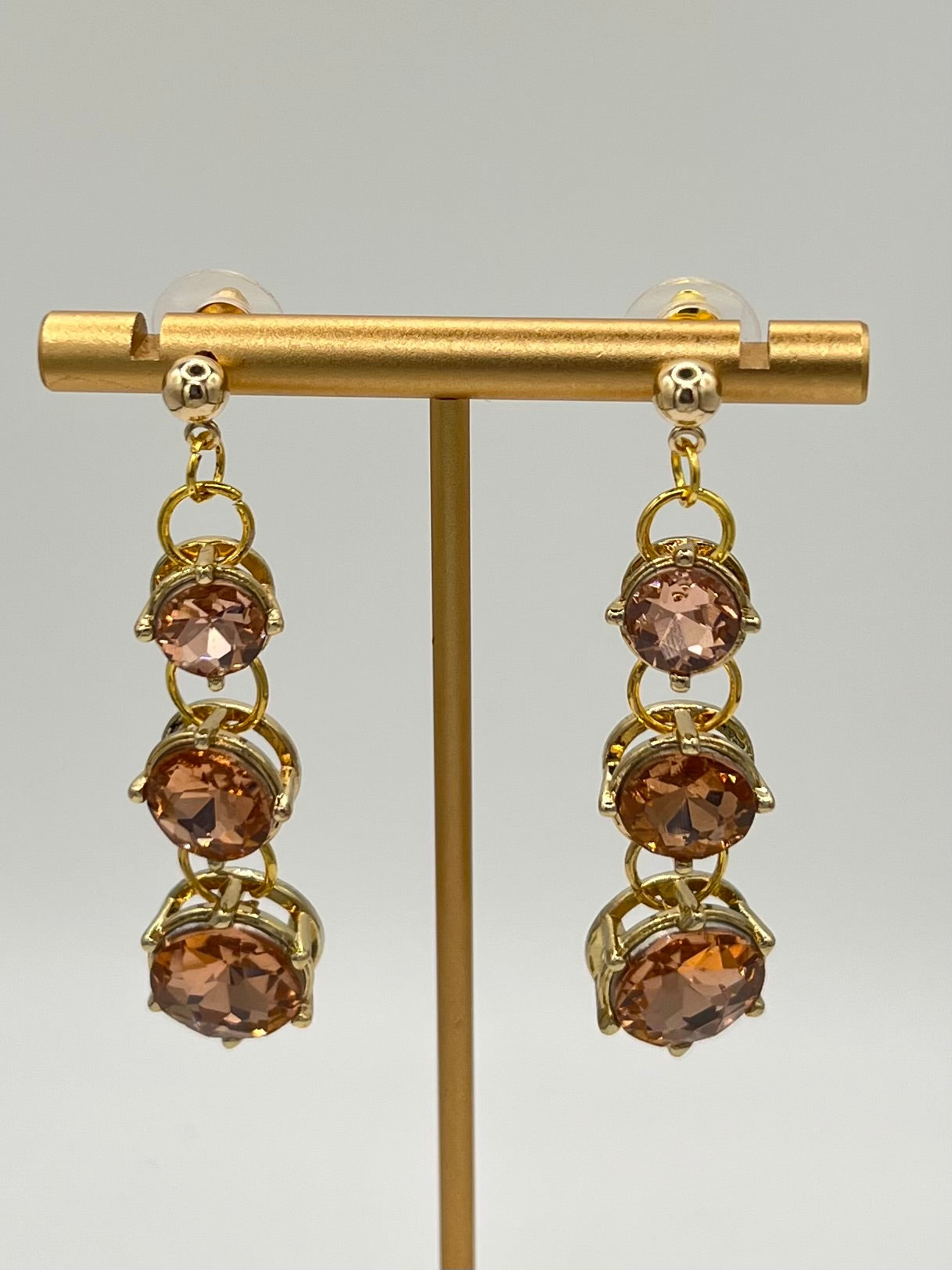 Pink Champagne Crystal Drop Earrings