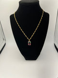 Emerald-Cut Mystic Rainbow Pendant Necklace
