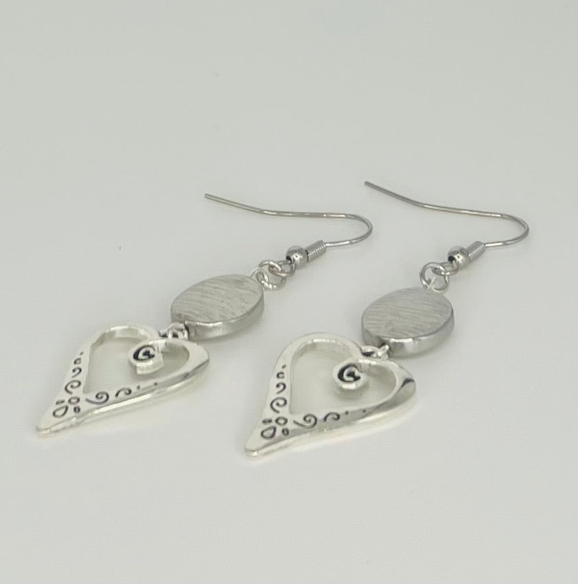 Antique Silver Heart Earrings
