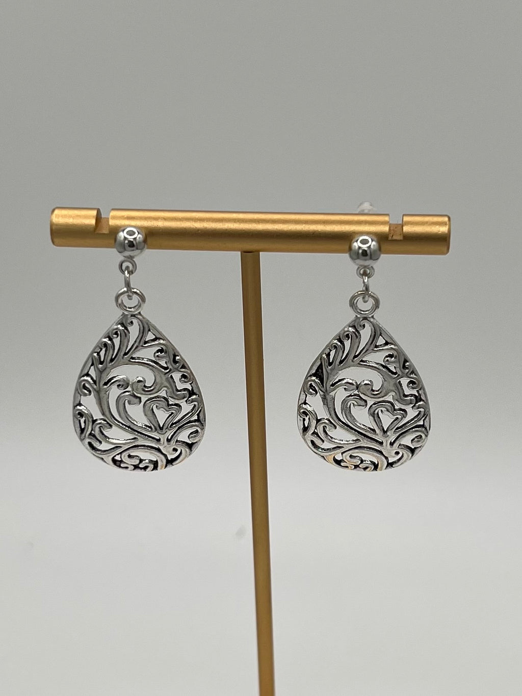 Silver Filigree Teardrop Earrings