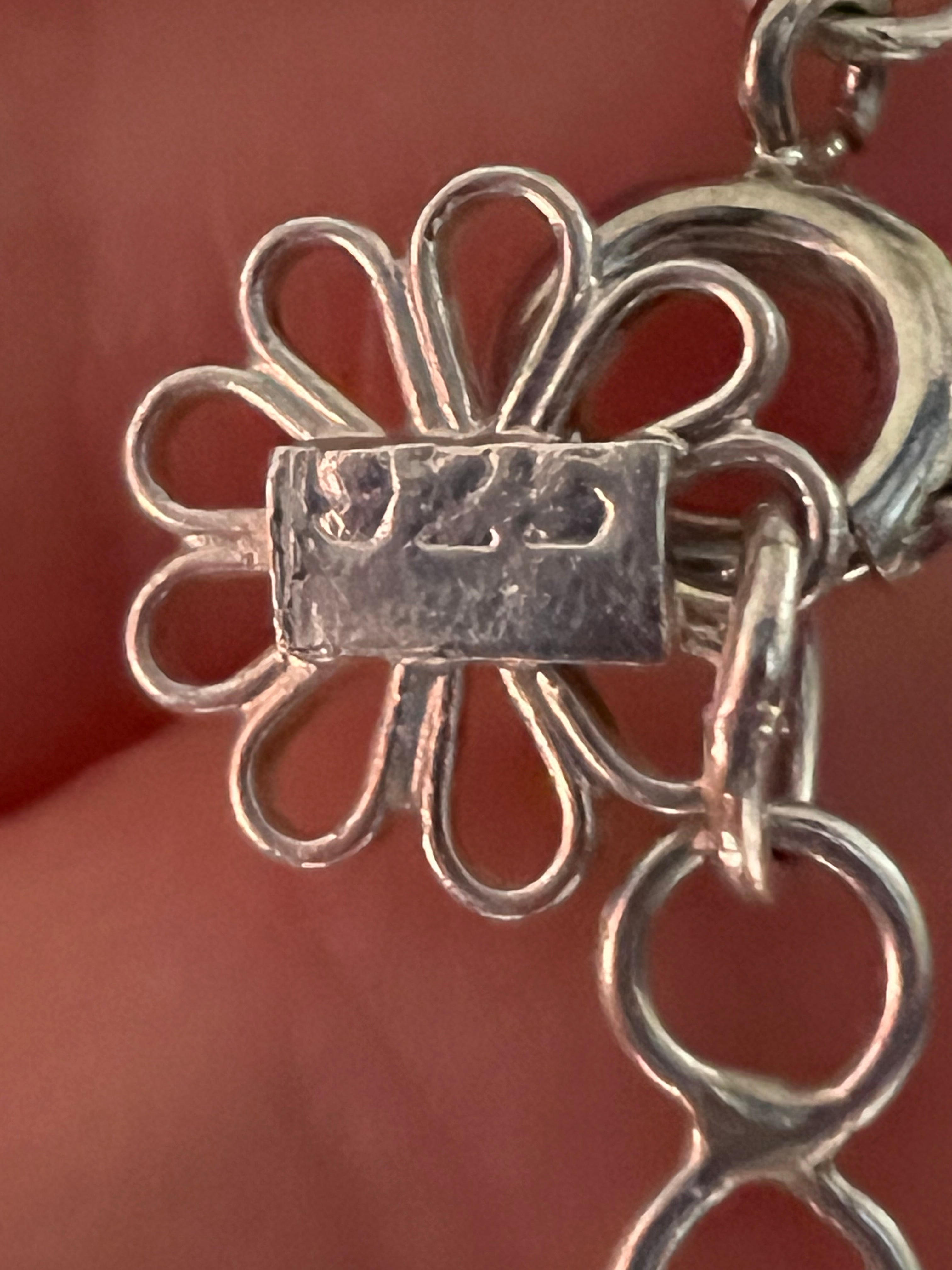 Sterling Silver Floral Link Bracelet