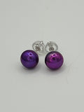 Purple Freshwater Pearl Stud Earrings in Sterling Silver