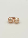 Pink Freshwater Pearl Stud Earrings in Rose Gold over Sterling Silver