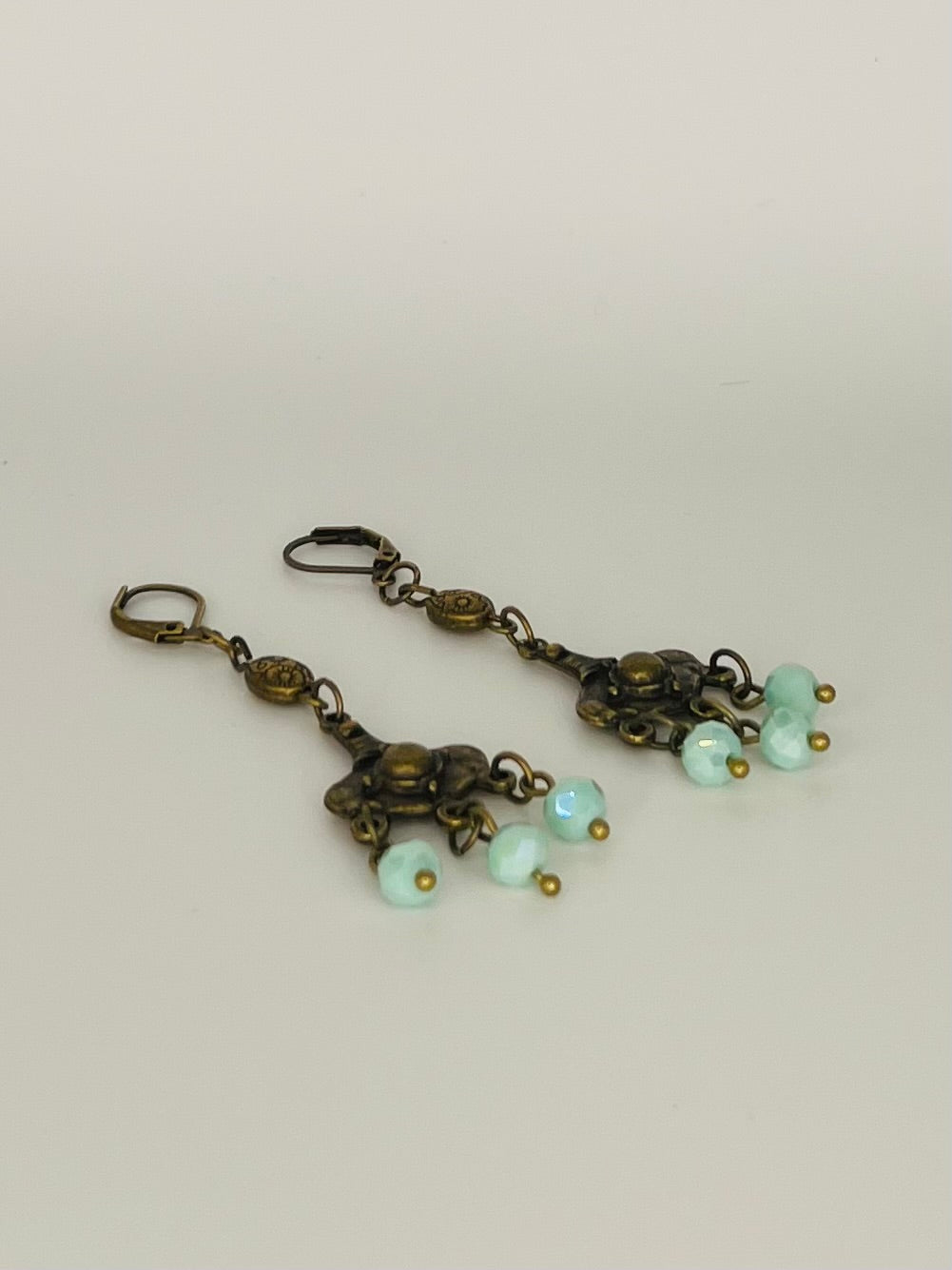 Bronze and Turquoise Dangle Earrings