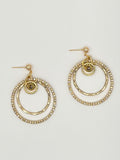 Gold Tone Four Hoop Rhinestone Drop Earrings