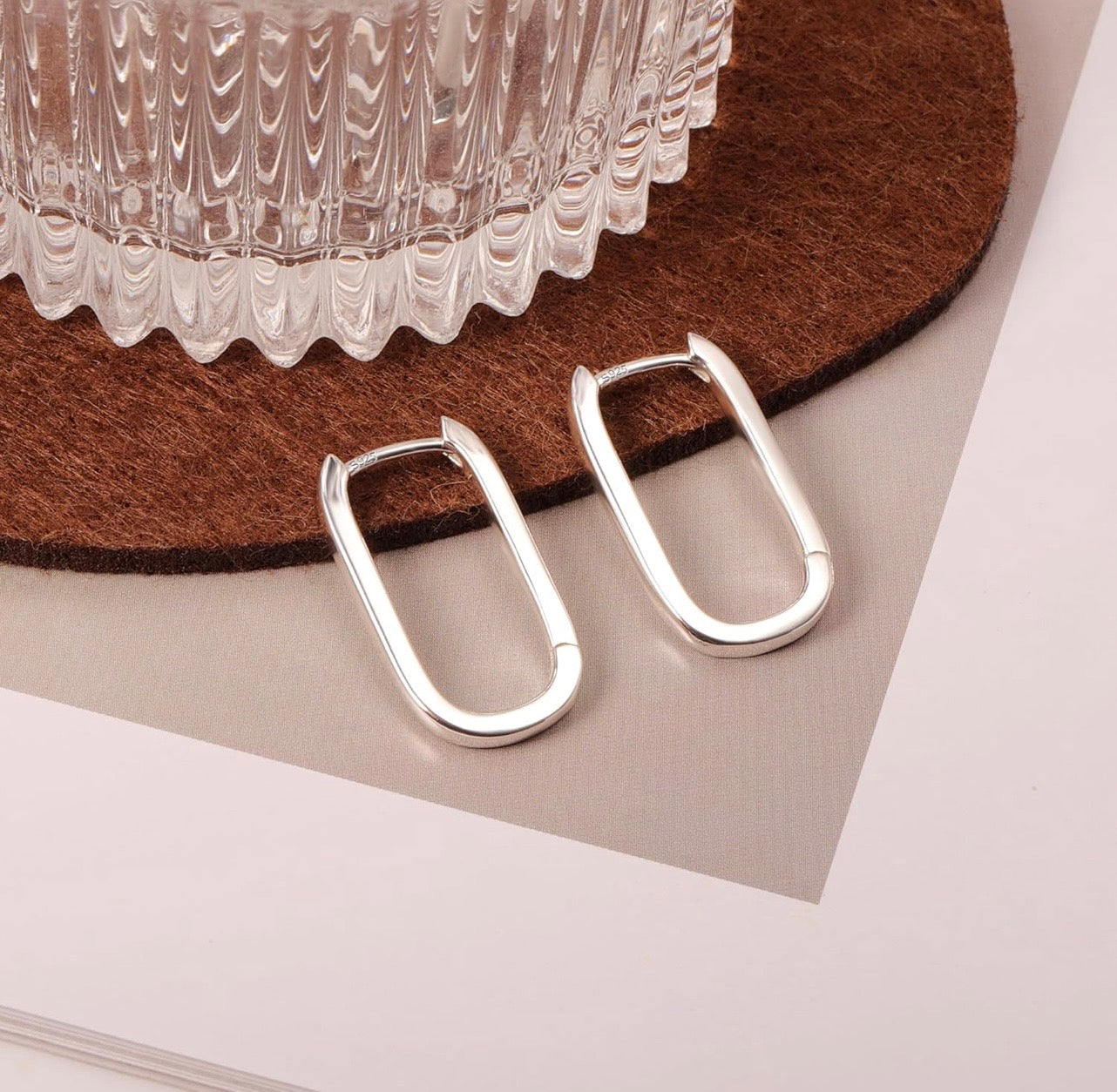 Sterling Silver Oval Hoop Earrings – Modern Minimalist Hoops