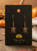 Leopard Print Turtle Dangle Earrings – Gold-Tone Animal Print Earrings