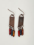 Bronze Dangle Earrings with Multi-Color Stone Beads