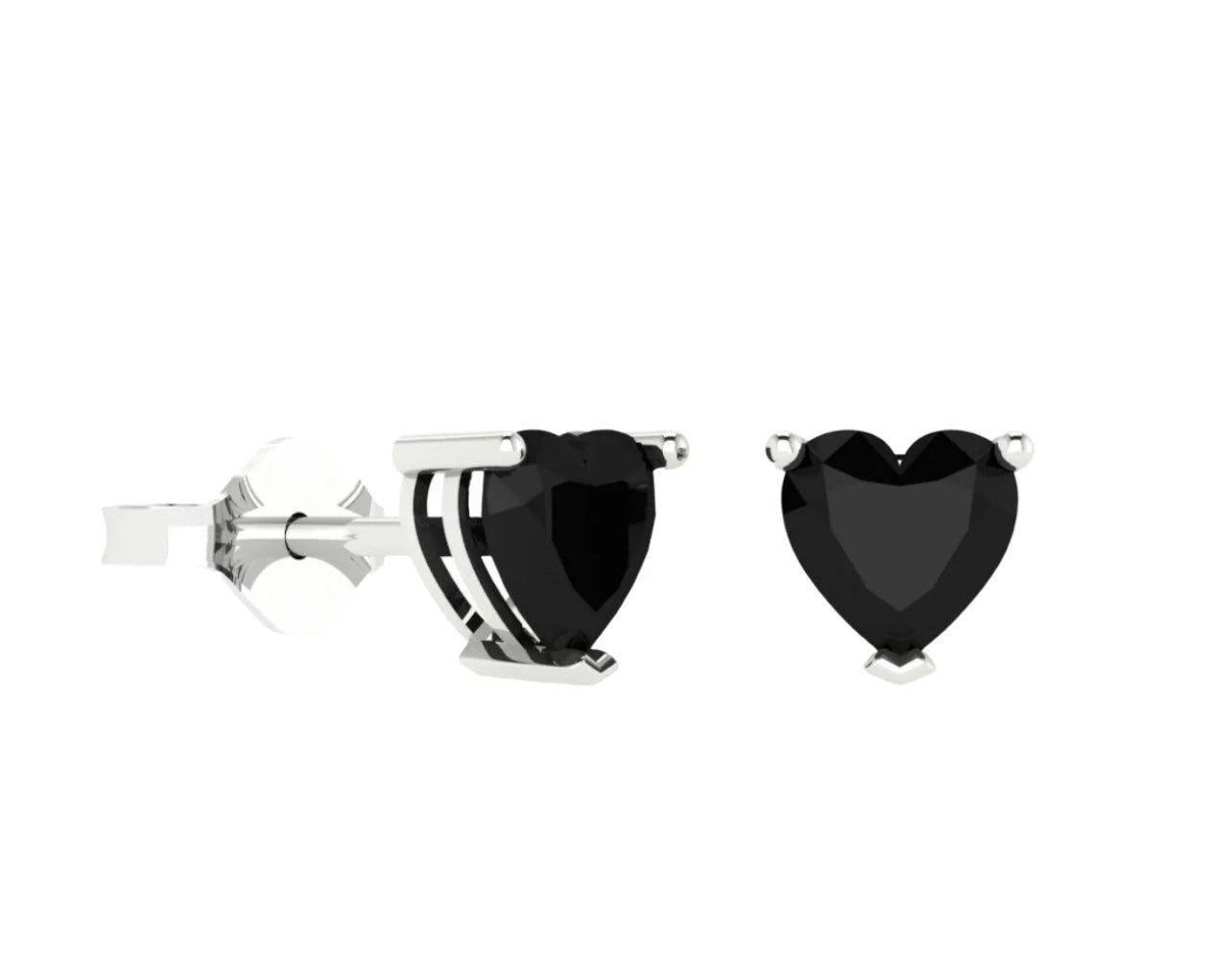 Sterling Silver Black Heart Post Earrings