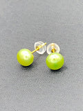Green Freshwater Pearl Stud Earrings in Gold Filled over Sterling Silver