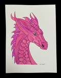 Watercolor Pink Dragon Painting