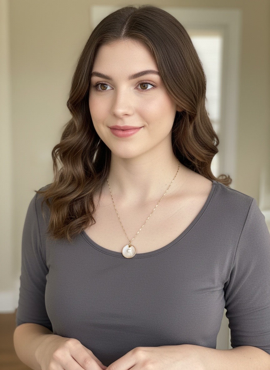 18K Gold-Filled Mother-of-Pearl Shell Pendant Necklace