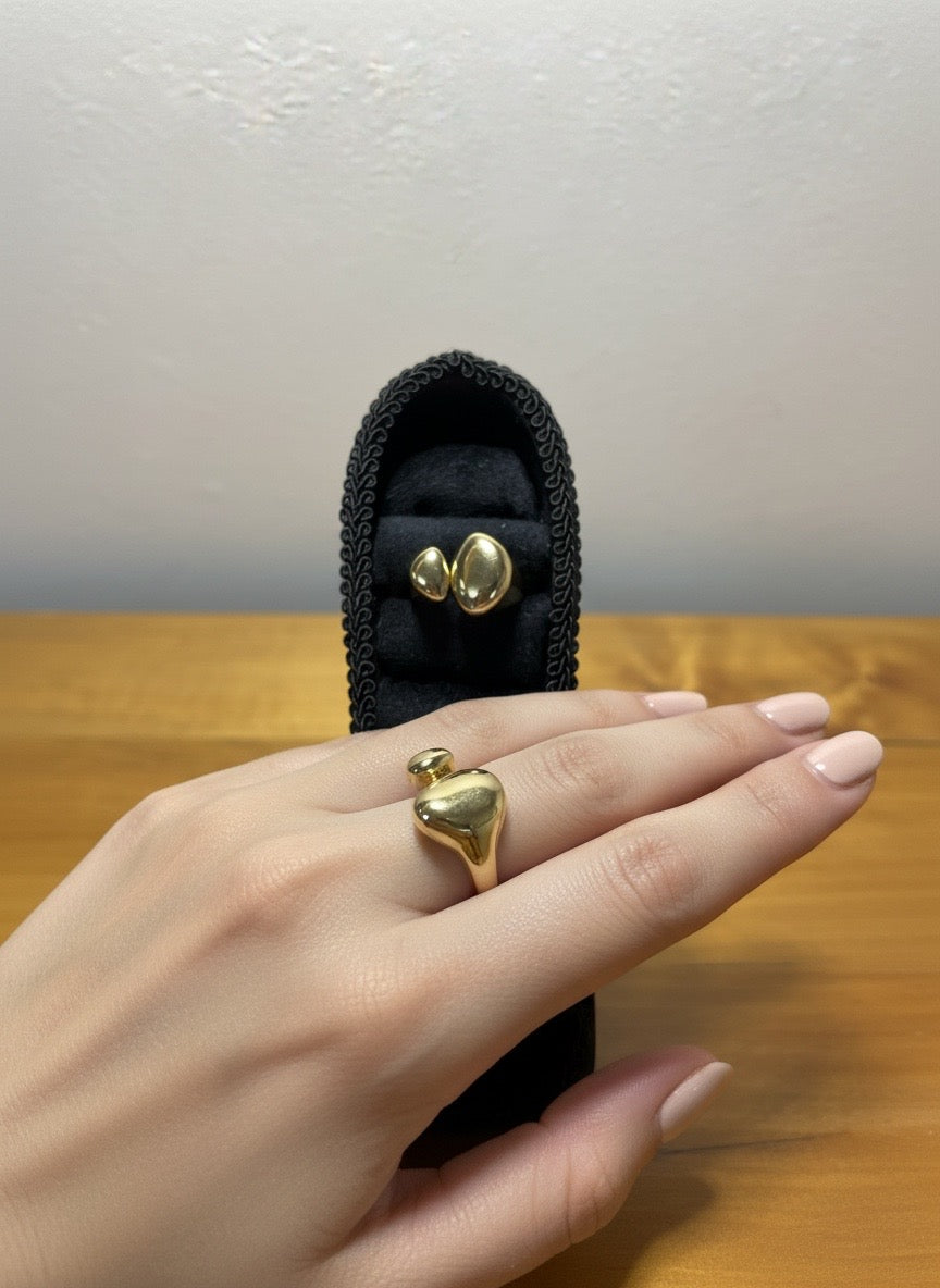 18K Gold-Filled Sculptural Double Teardrop Ring - Golden Harvest Collection
