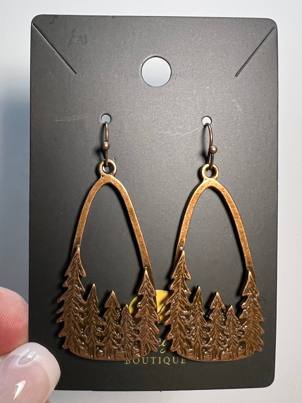 Antique Bronze Forest Dangle Earrings – Pine Tree Woodland Earrings