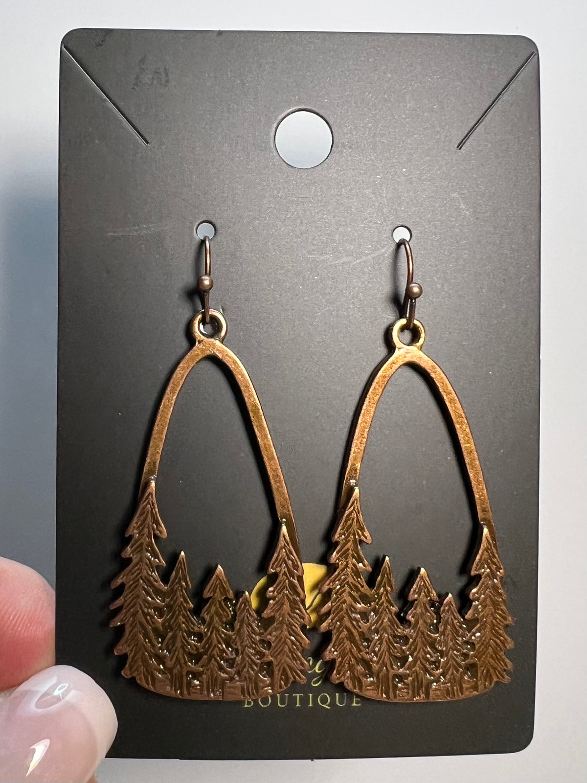 Antique Bronze Forest Dangle Earrings – Pine Tree Woodland Earrings