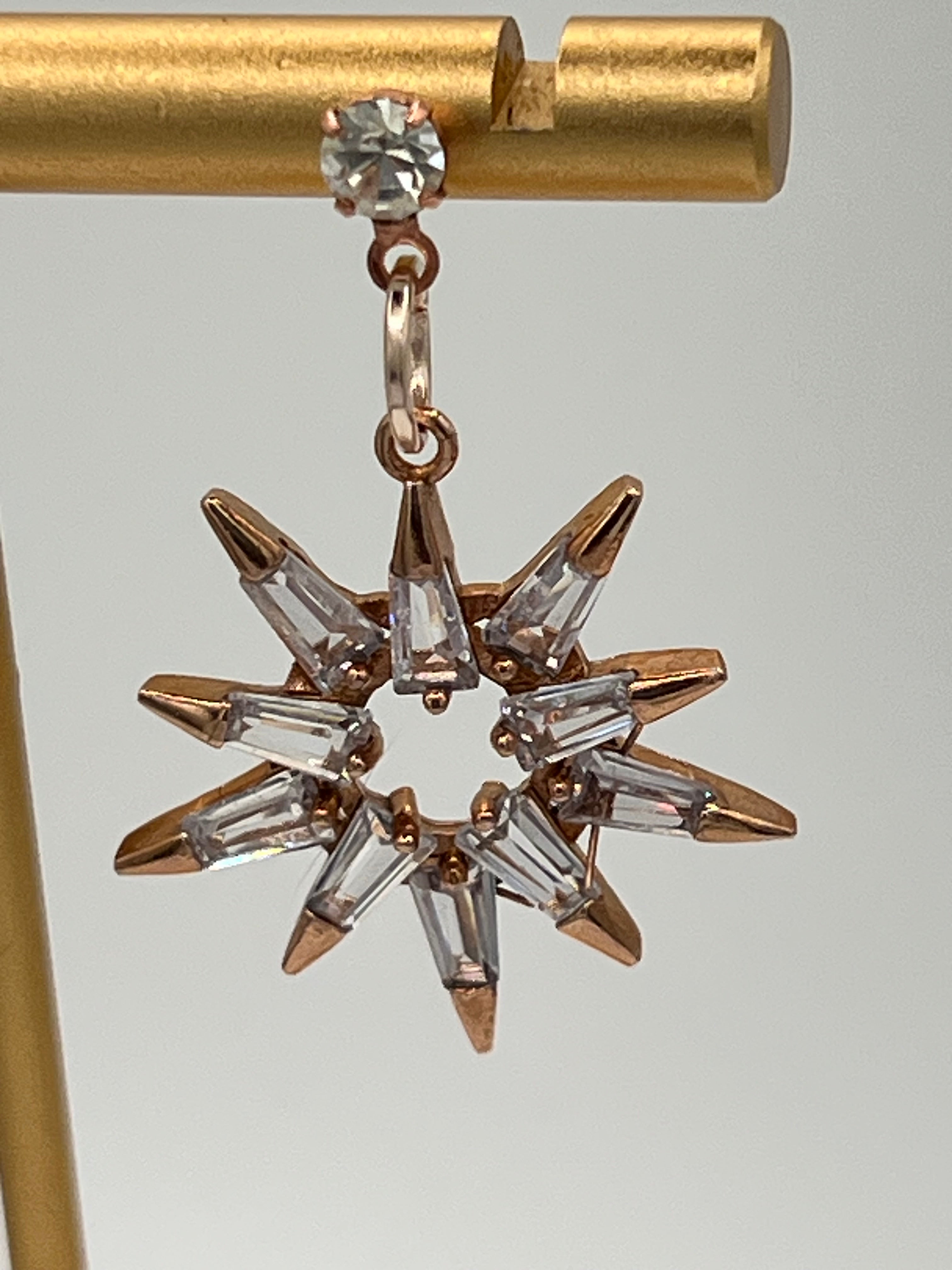 Rose Gold Crystal Starburst Drop Earrings