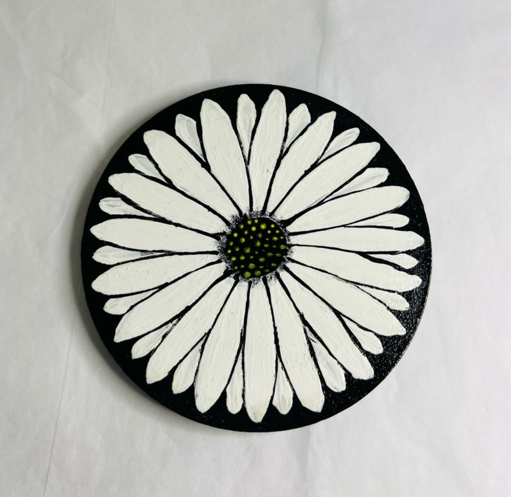 Handpainted Multi-Color Daisies Wooden Coasters with Tin for Storage