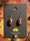 Ceramic Football Dangle Earrings – Gold-Tone Game Day Earrings