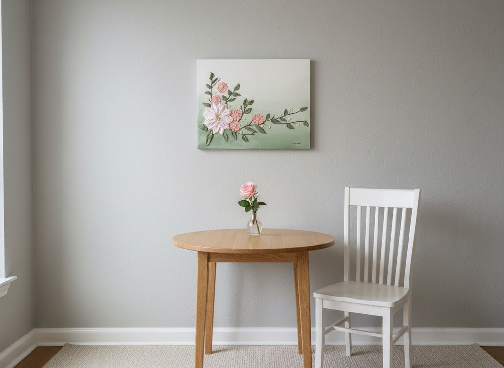 Textured Floral Acrylic Painting – Original 11x14 Mixed Media Flower Artwork