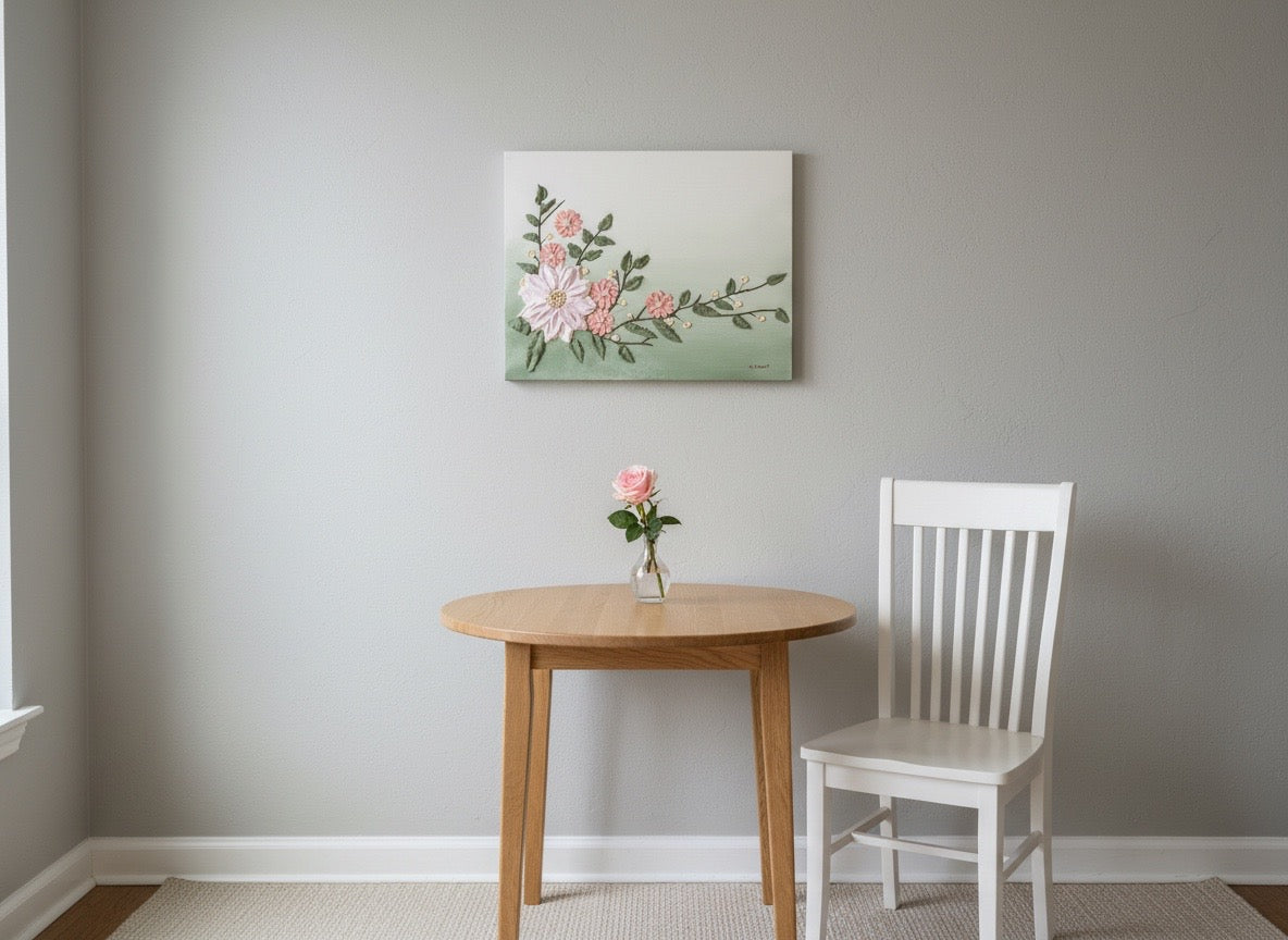 Textured Floral Acrylic Painting – Original 11x14 Mixed Media Flower Artwork