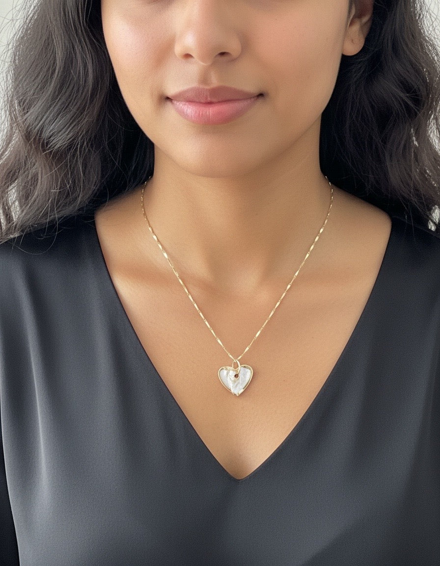 18K Gold-Filled Shell Heart Necklace - Golden Harvest Collection
