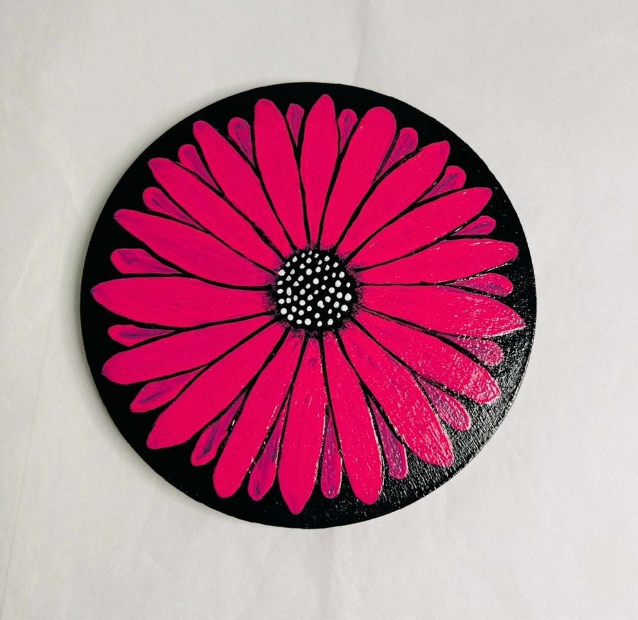 Handpainted Multi-Color Daisies Wooden Coasters with Tin for Storage
