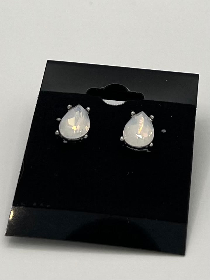 Stainless Steel Teardrop Opalite Post Earrings
