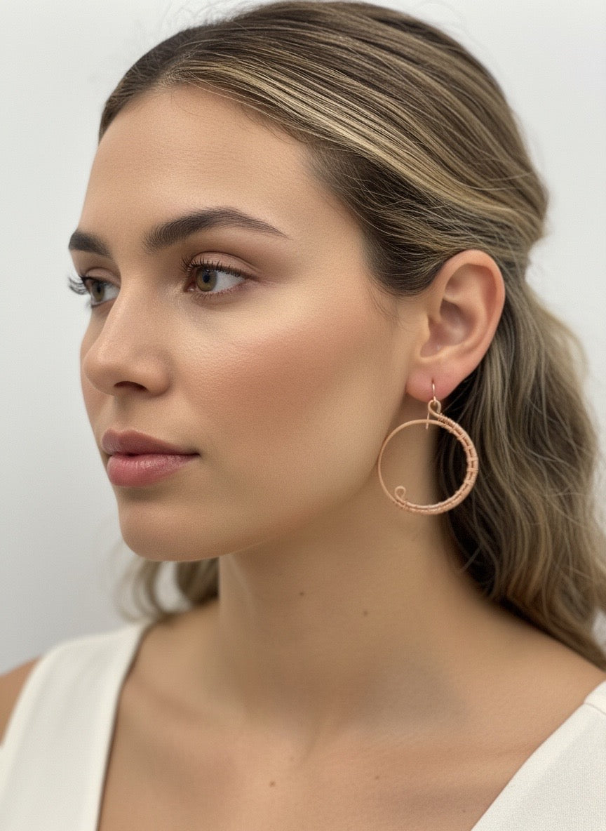 Handcrafted Copper Wire Wrapped Open Hoop Earrings