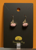 Pink Ceramic Pumpkin Dangle Earrings – Gold-Tone Fall Earrings