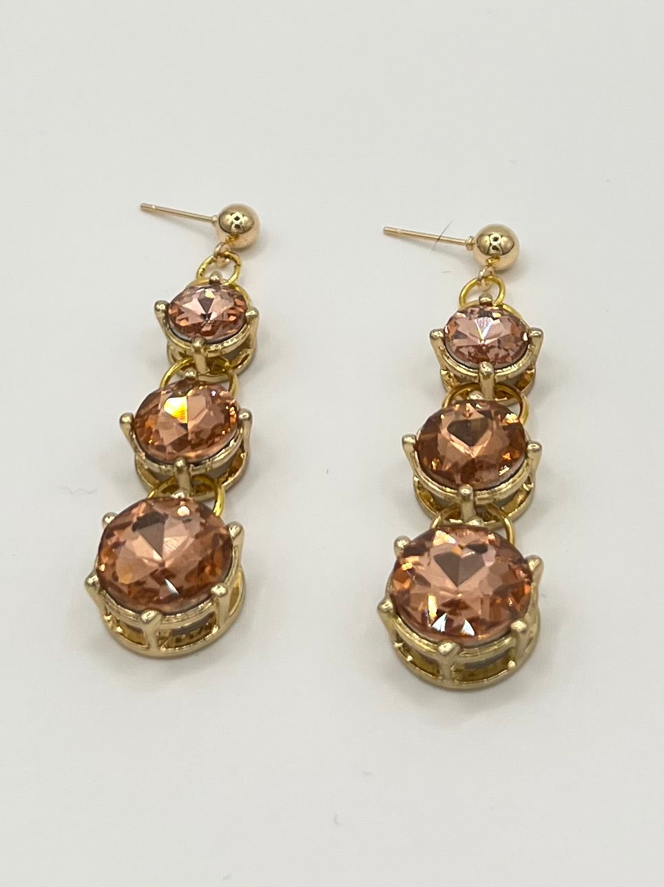 Pink Champagne Crystal Drop Earrings