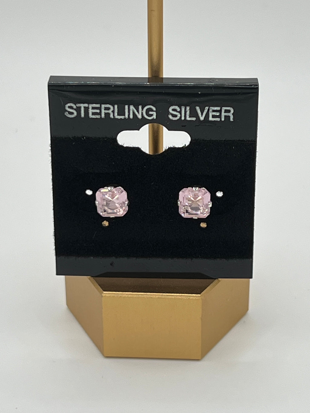 .925 Sterling Silver Ascher-Cut CZ Studs Earrings
