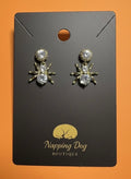 Gold and Crystal Spider Earrings