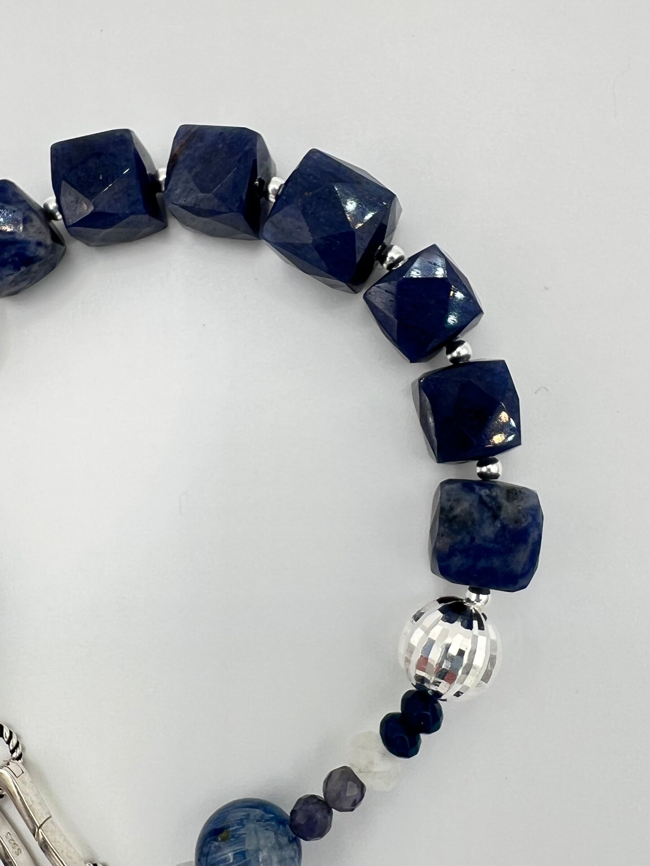 Genuine Faceted Iolite, Kyanite & Moonstone in Sterling Silver (earrings sold separately)