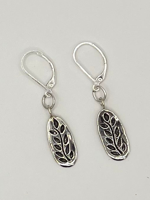 Sterling Silver Leaf Dangle Earrings