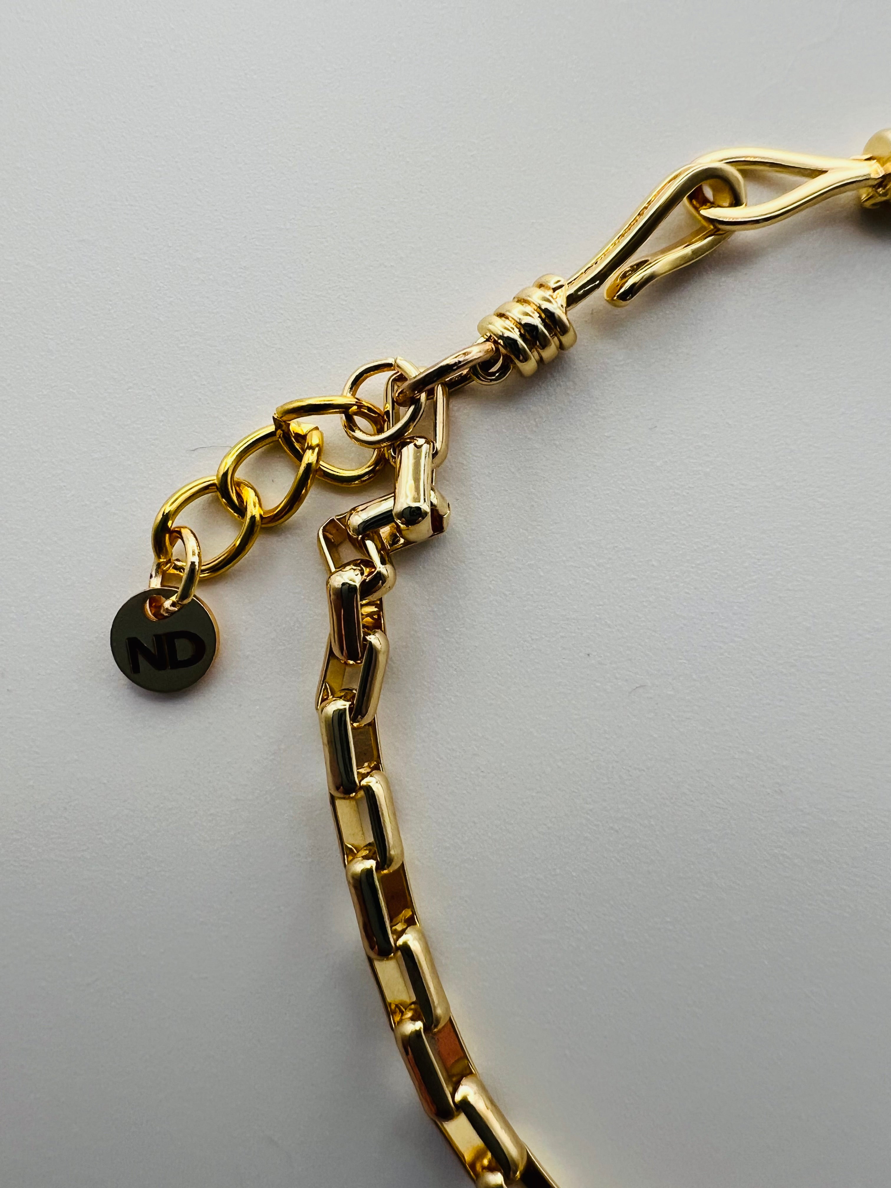 Gold Tone Bracelet with Opal Dragon Fly Charm