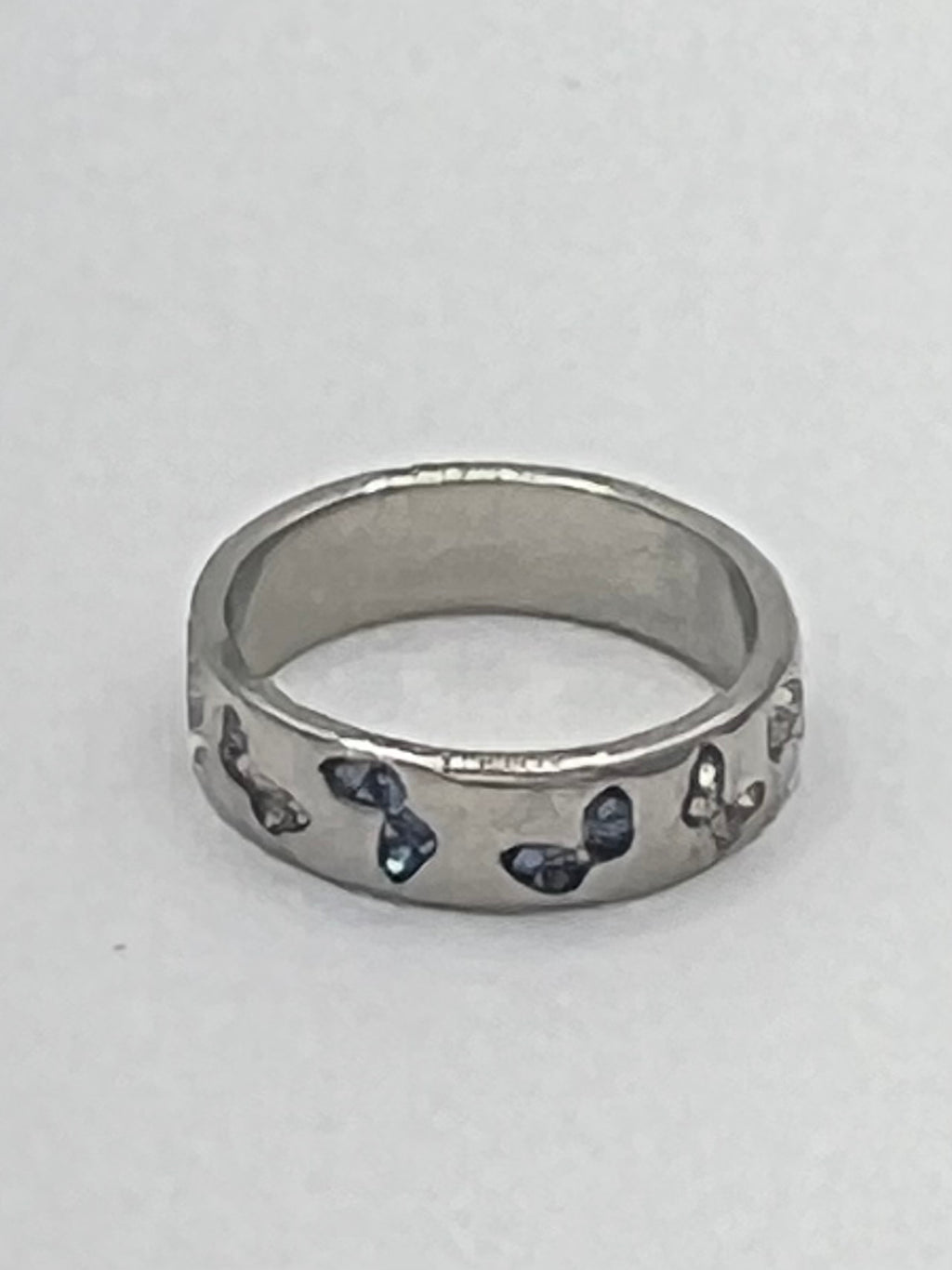 Sterling Silver Crystal Butterfly Band Ring – Size 7 (Pink, Clear or Blue)