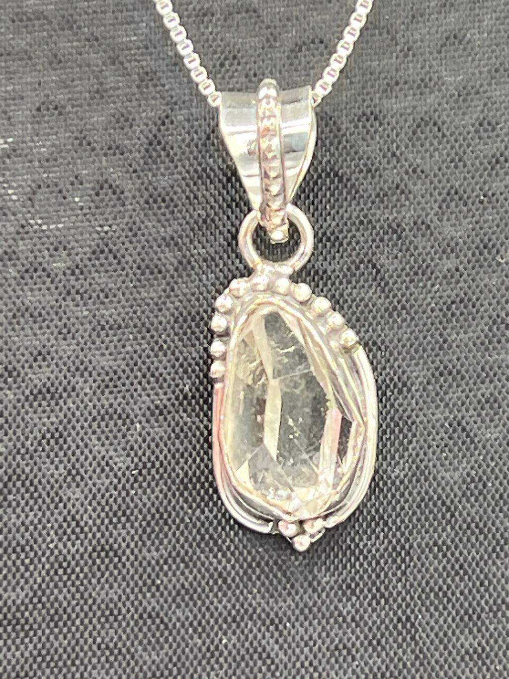 Genuine Herkimer Diamond Pendant Necklace – Sterling Silver Wrapped on 20” Sterling Silver Chain