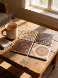 Handcrafted Fall Tile Coaster Set