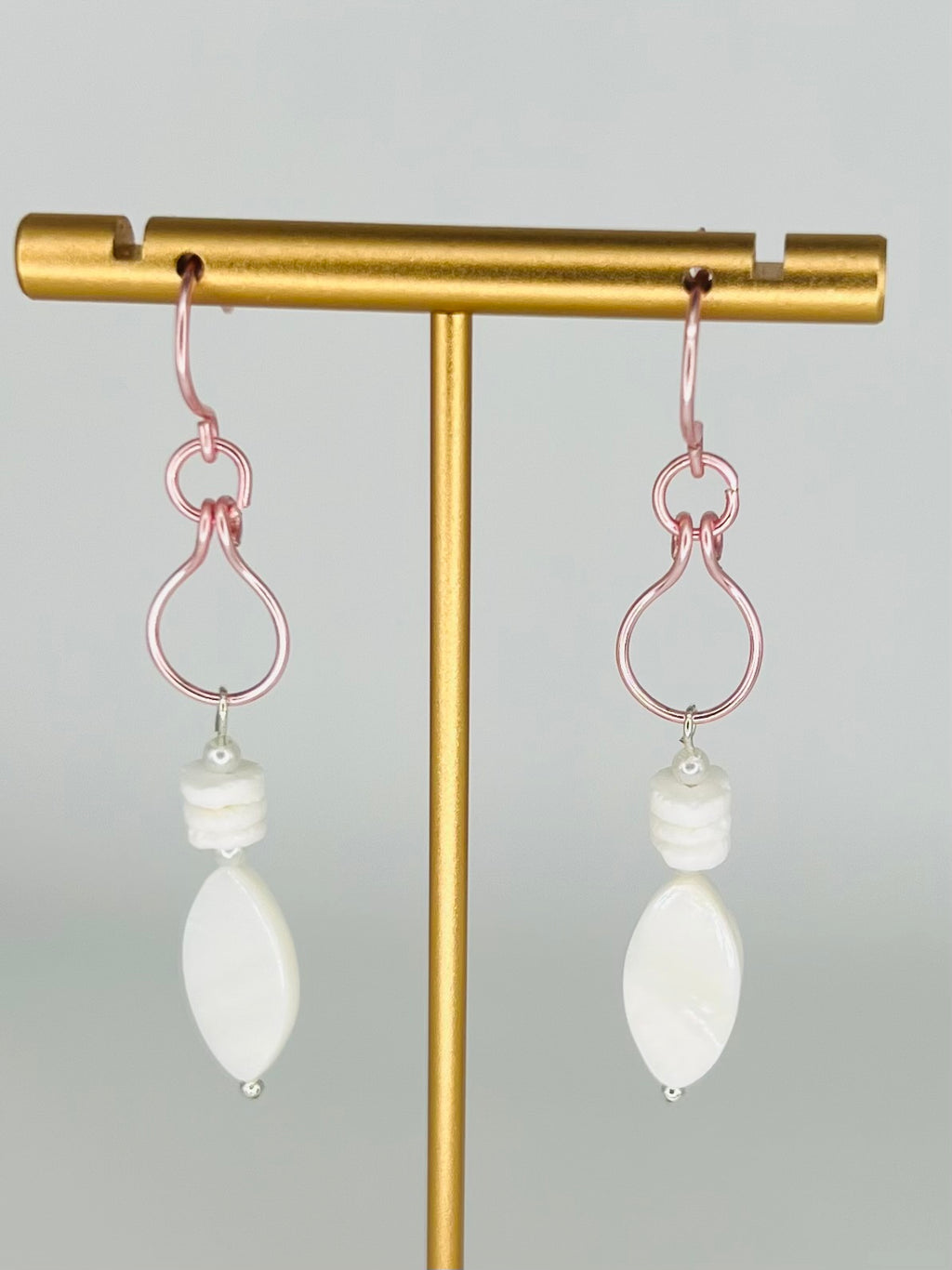 Pink Hand-Shaped Earrings with Shell Beads