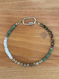 Genuine Tiger Eye, Olive Jade, Moonstone & Picture Jasper Bracelet - Golden Harvest Collection