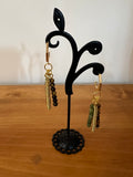 Tiger Eye & Olive Jade Triple-Drop Earrings - Golden Harvest Collection