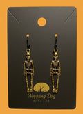 Antique Gold Skeleton Dangle Earrings – Black Ear Wire Halloween Jewelry