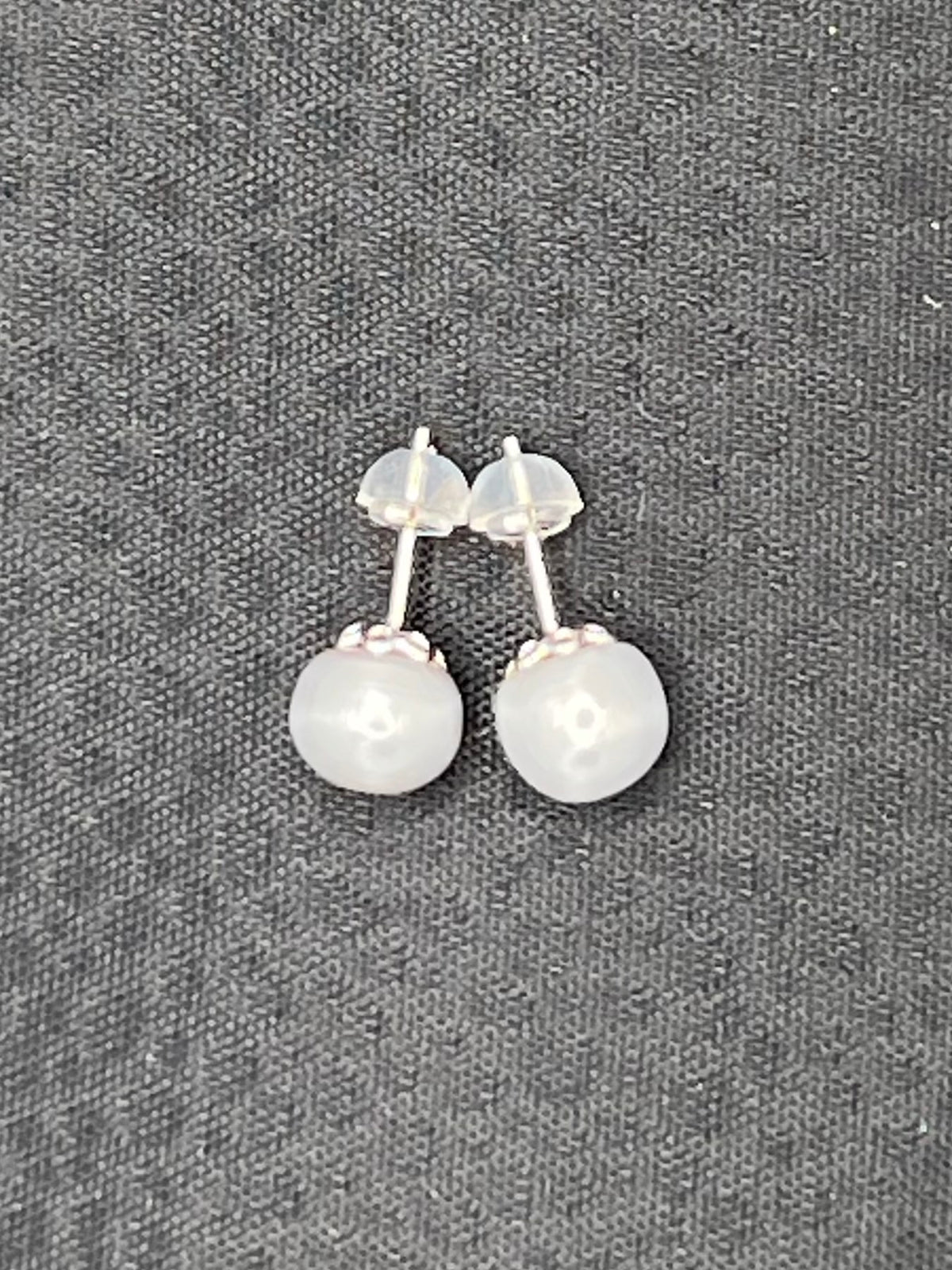 Grey Freshwater Pearl Stud Earrings in Sterling Silver