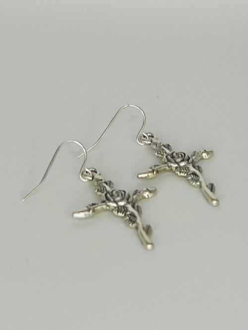 Antique Silver Cross Earrings