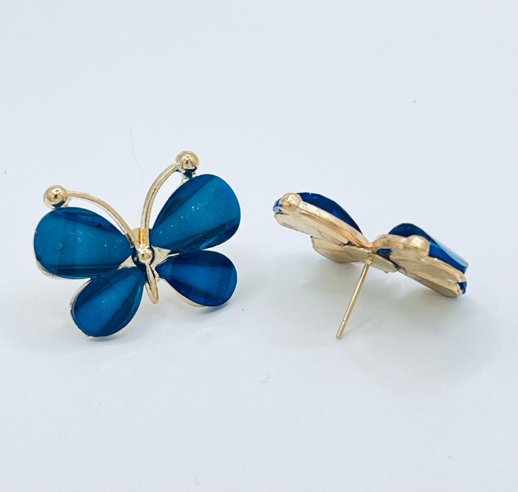 Gold Tone and Resin Butterfly Earrings - Multiple Colors